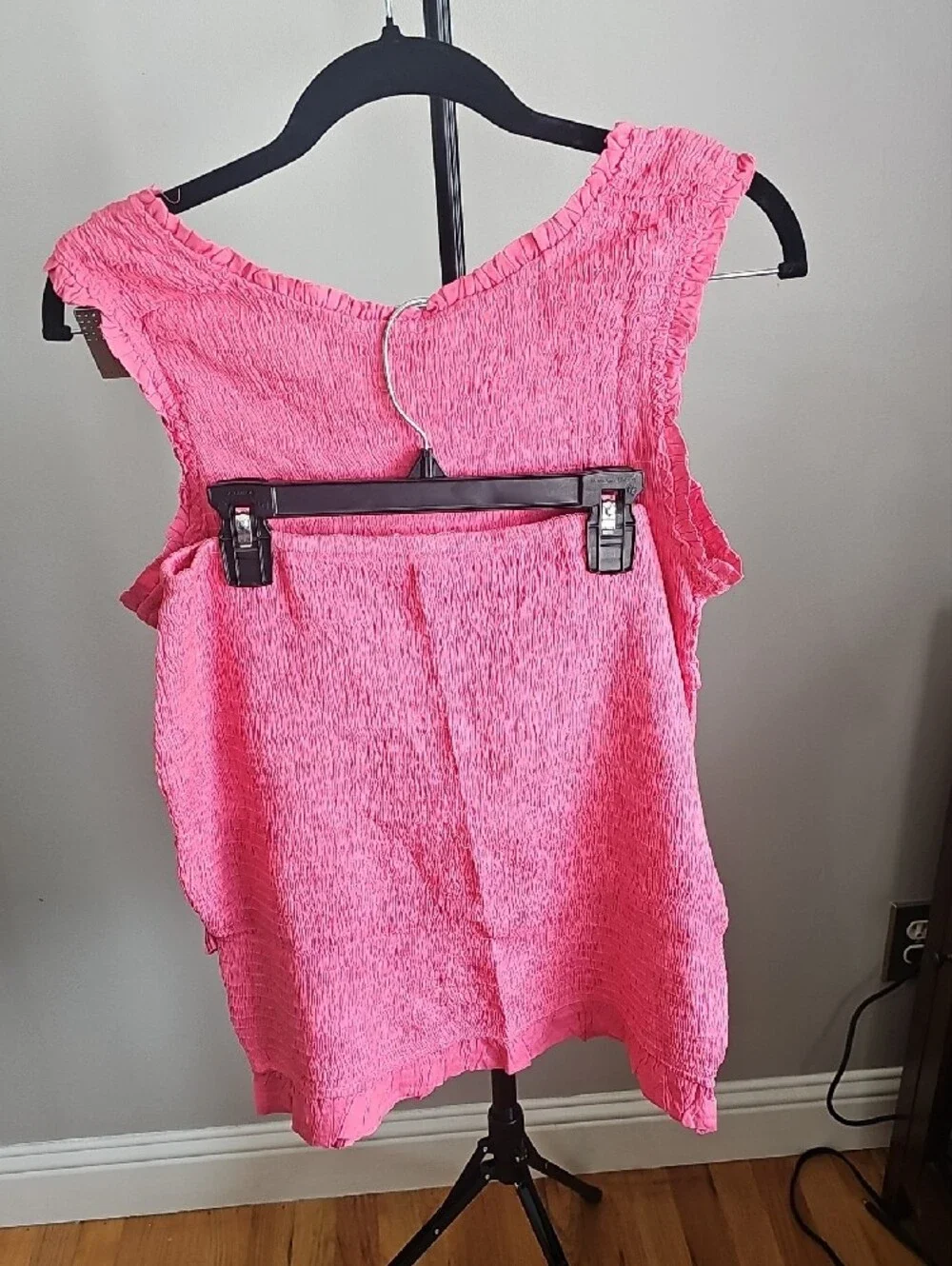 Heyson Women's Pink Sleeveless Smocked Top And Mini Matching Skirt Set.